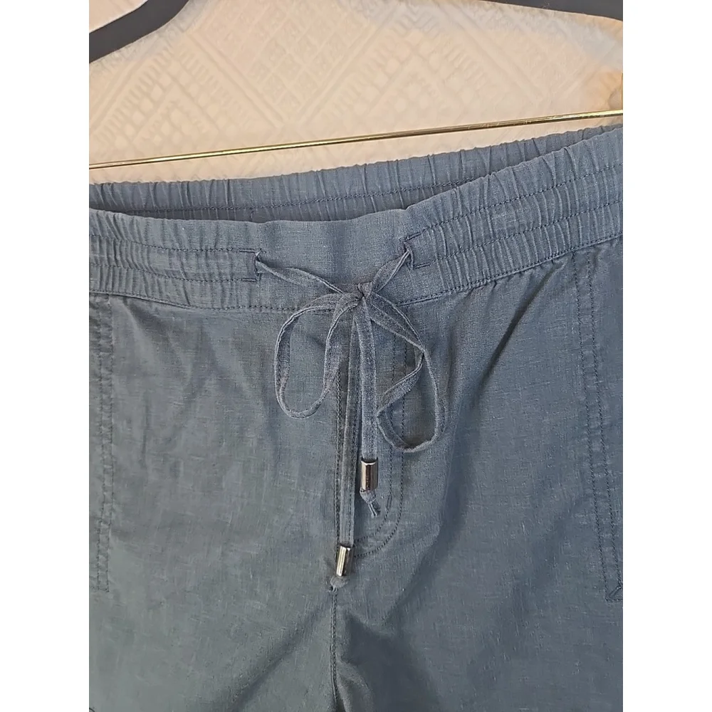 Aventura Size L Hemp Blend Drawstring Shorts Blue Casual Summer Travel - Picture 3 of 8